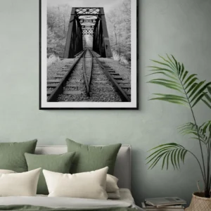 New England Train Trestle Photography: Black and White Infrared Art Print