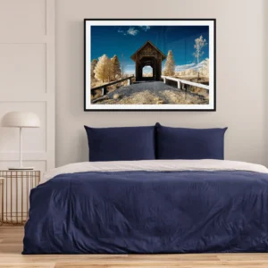 Vermont Covered Bridge Autumn Landscape Infrared Photography Print